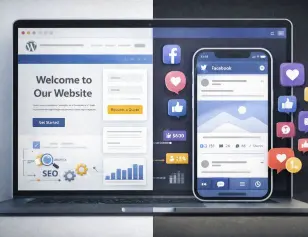 website vs social media comparison for small business digital marketing
