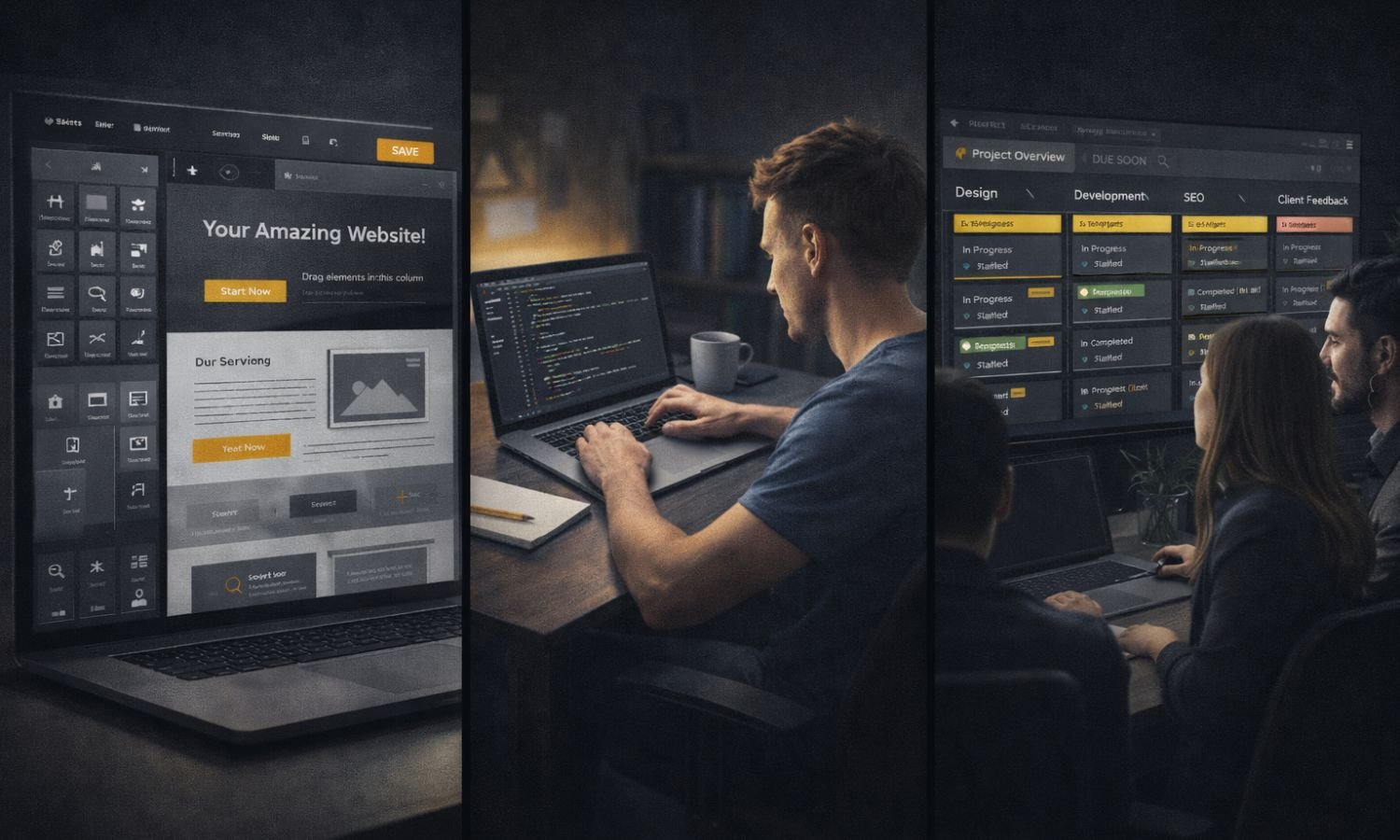 freelancer vs agency vs diy website comparison showing different website development approaches